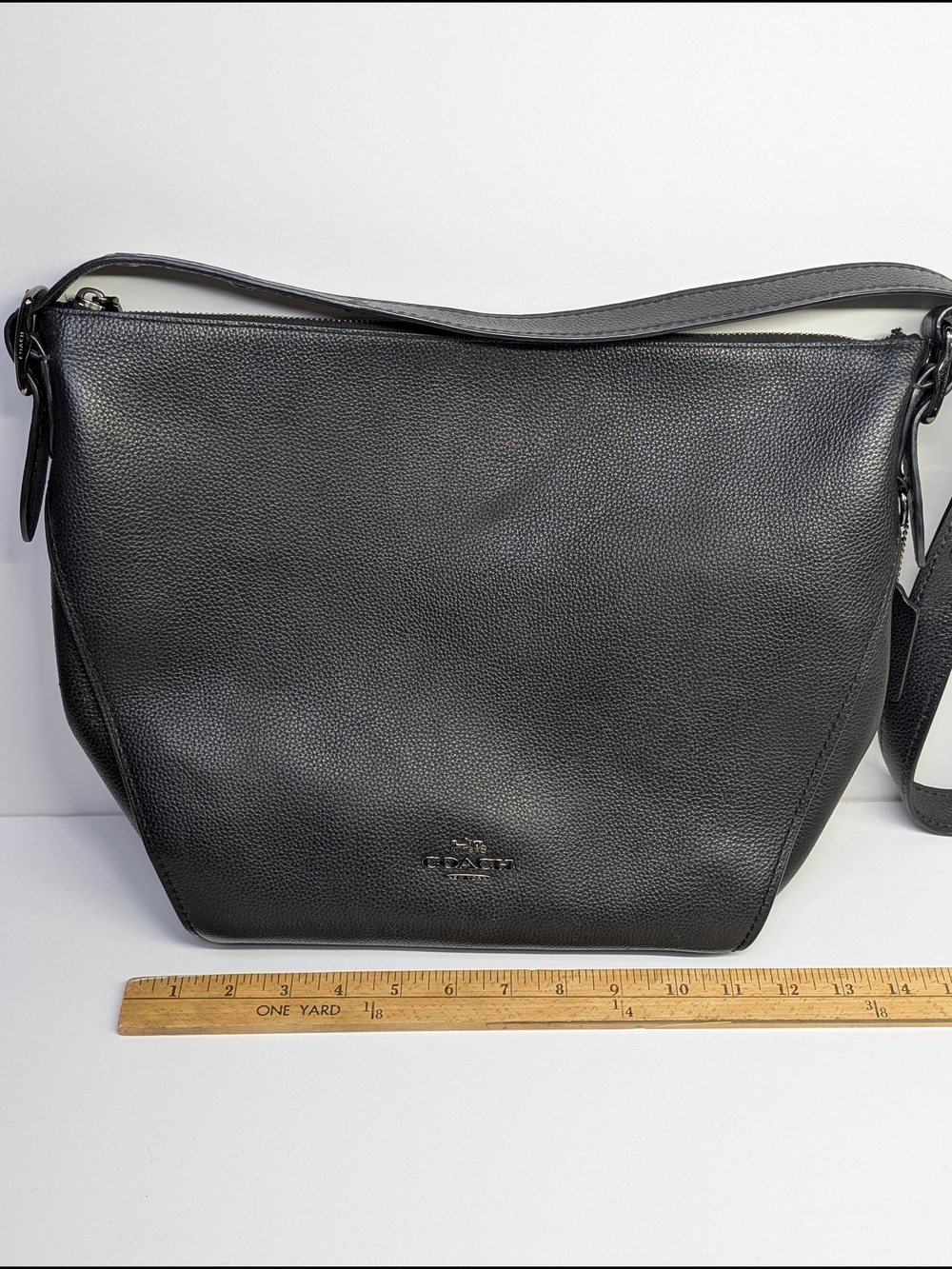 Coach 21378 Black Pebbled Leather Dufflette Crossbody Shoulder Bag Purse - Picture 11 of 11